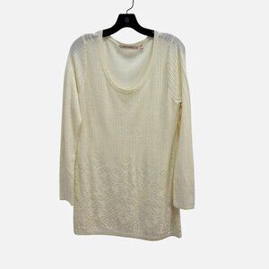 Soft Surroundings M Aida Tunic Length Pullover Sweater Cream Chenille 4209